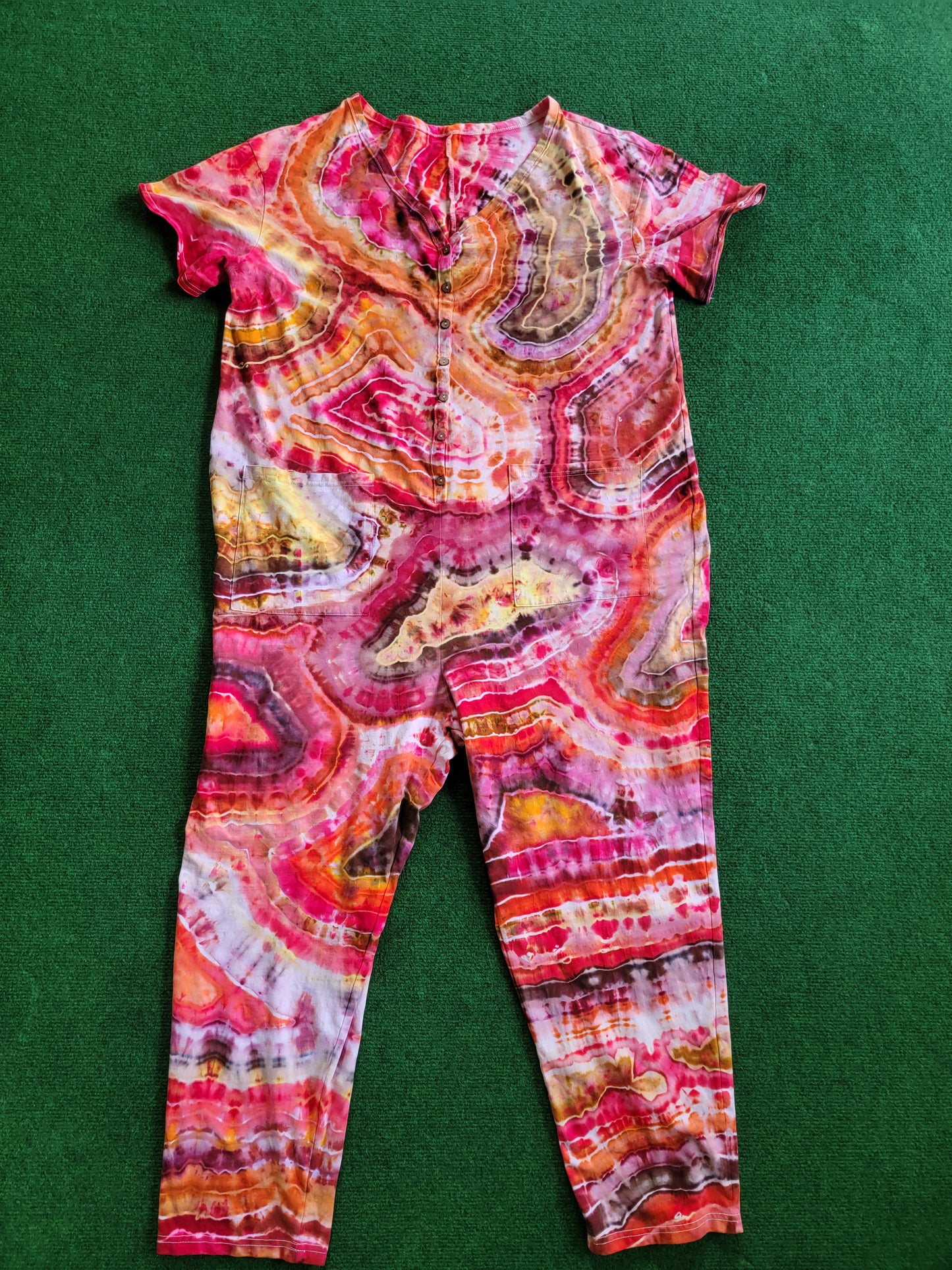 Oversize Women's One Piece Button Up Jumpsuit with pockets(Size 2XL)