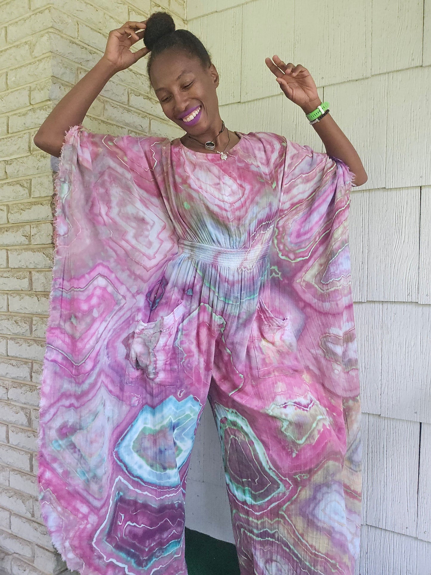 Extra Small Cotton Gauze Winged Kaftan with hidden thigh high side slits