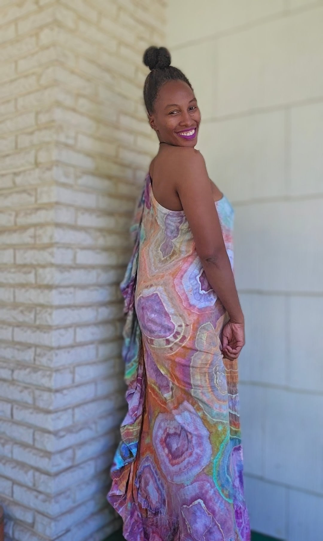 Medium One Shoulder Ruffle Maxi Dress