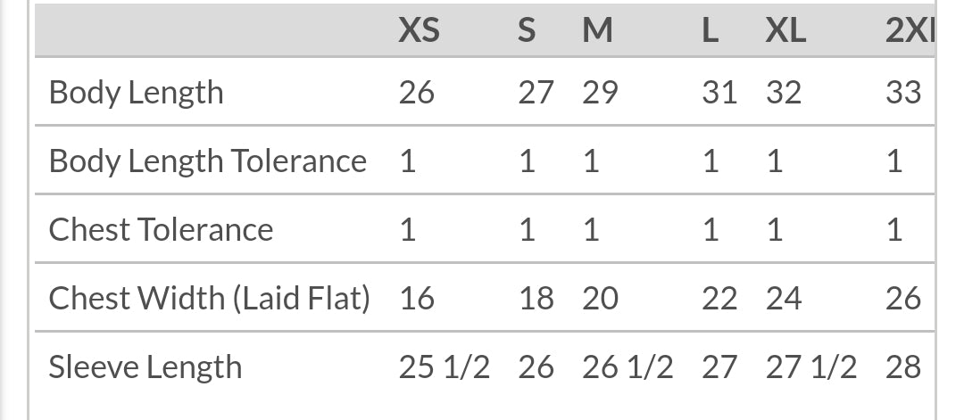 Small Unisex Long Sleeve