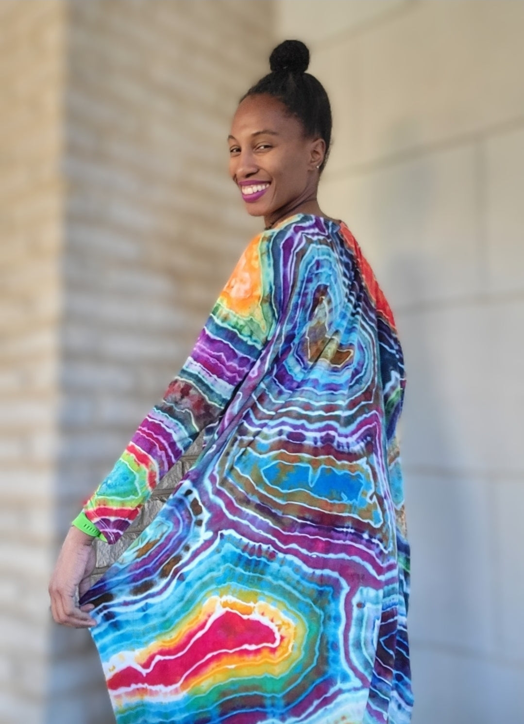 Large Crossbody Long Sleeve Asymmetrical Maxi Drape Top