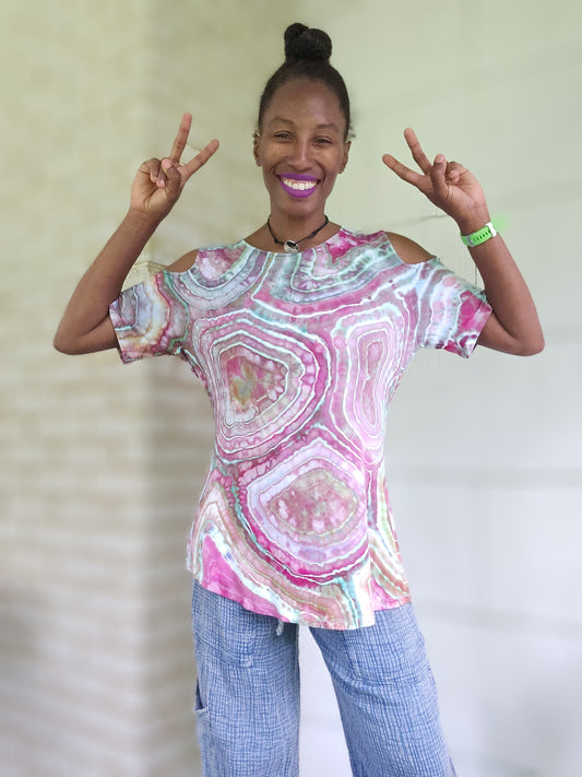 Extra Large Short Sleeve Cutout Top