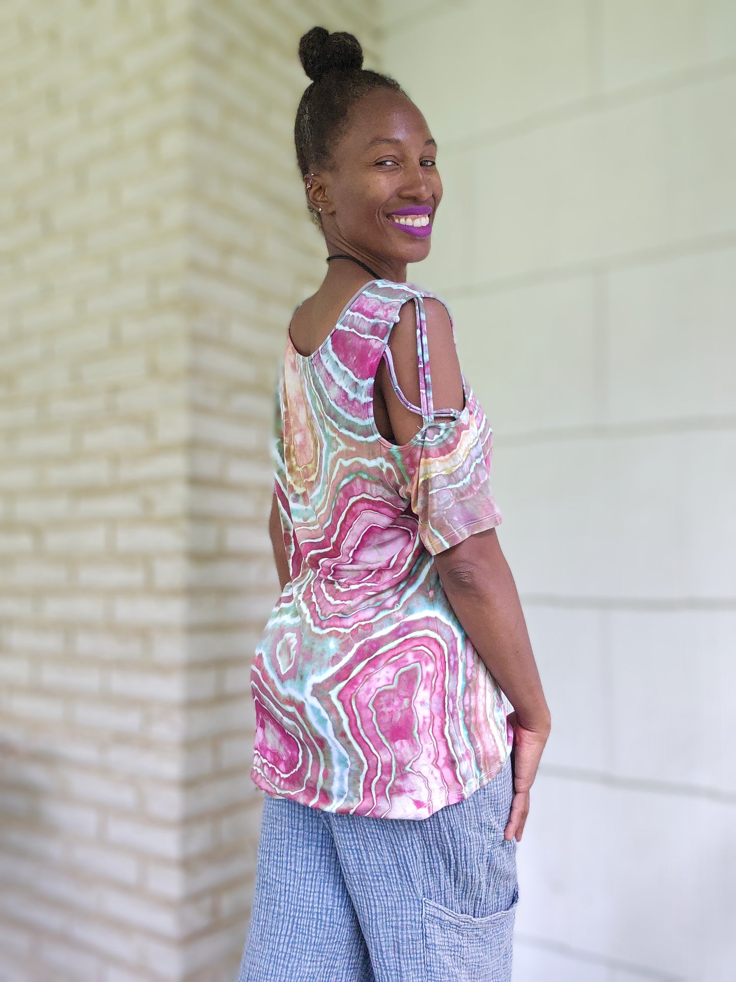 Extra Large Short Sleeve Cutout Top