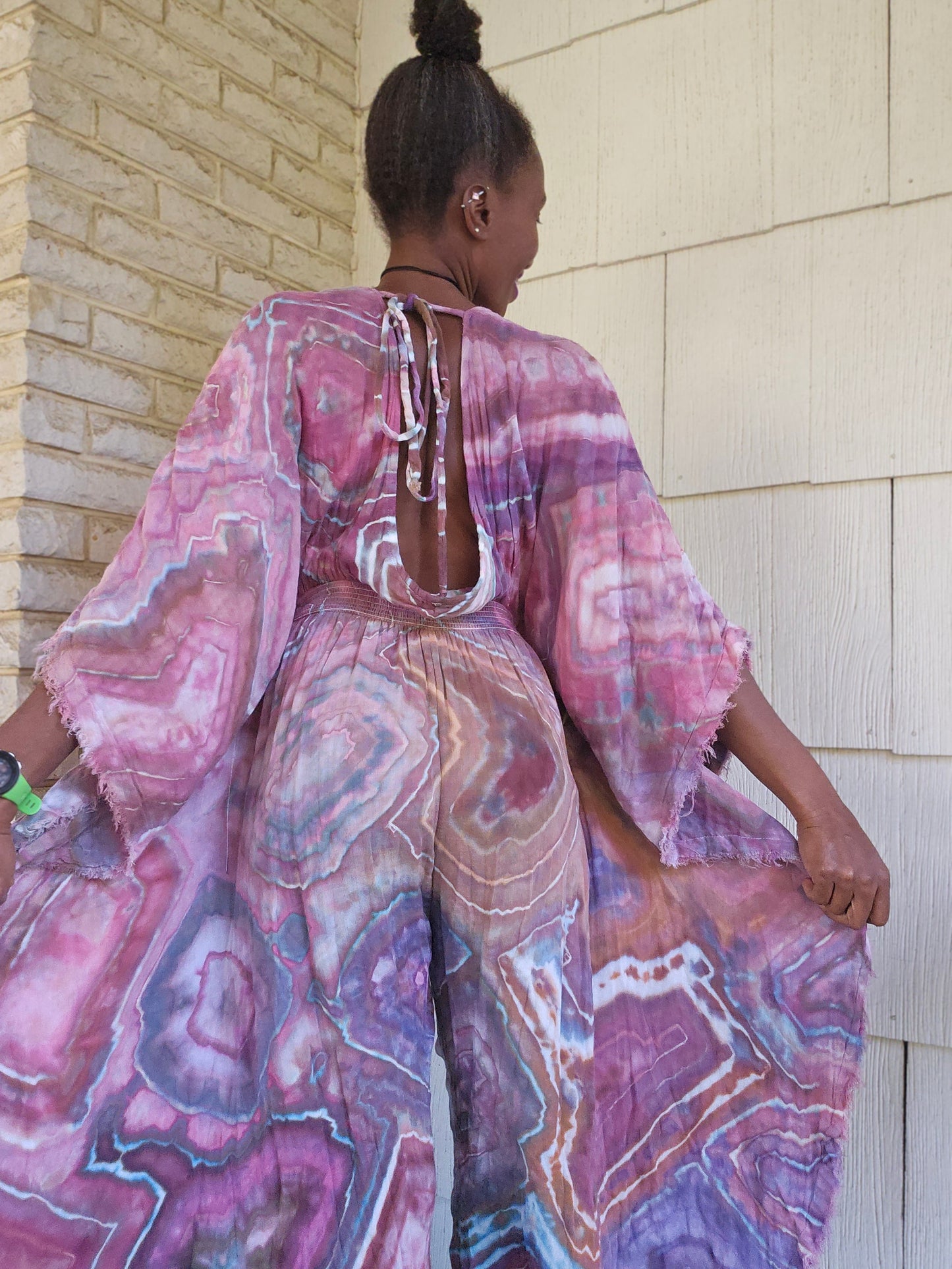 Small Cotton Gauze Winged Kaftan with hidden thigh high side slits (Can fit up to a Large)