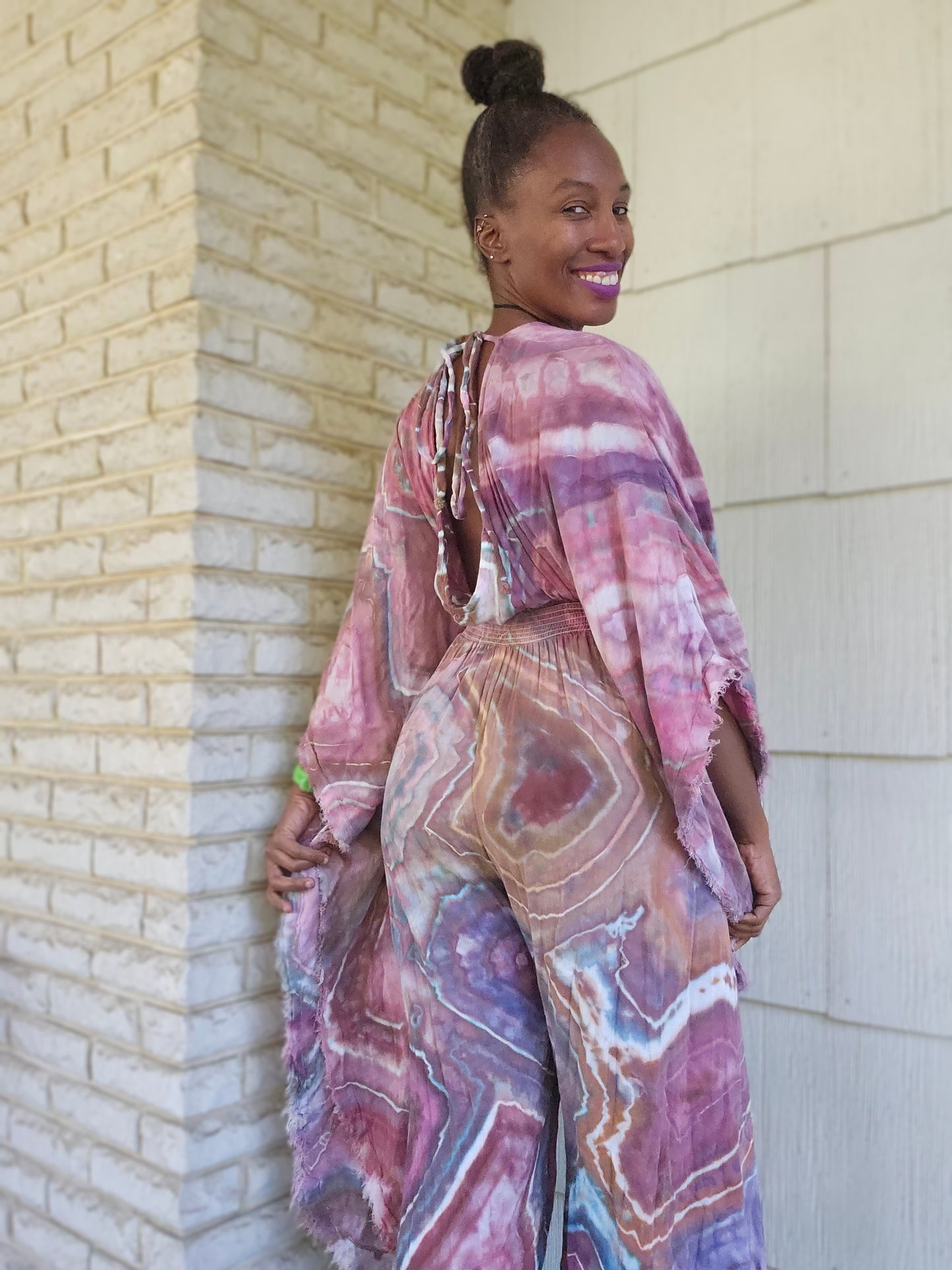 Small Cotton Gauze Winged Kaftan with hidden thigh high side slits (Can fit up to a Large)