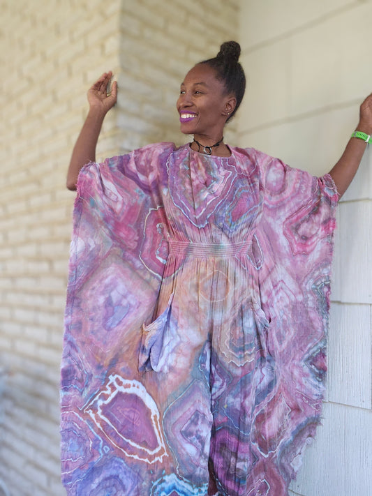 Small Cotton Gauze Winged Kaftan with hidden thigh high side slits (Can fit up to a Large)