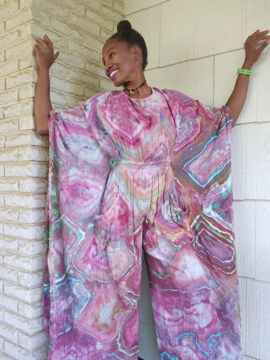 Small Cotton Gauze Winged Kaftan with hidden thigh high side slits (Can fit up to a Large)