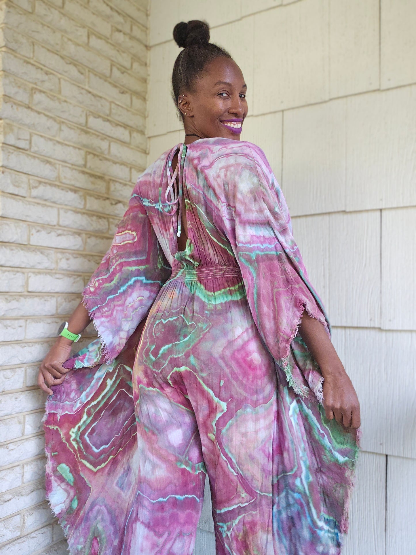 Small Cotton Gauze Winged Kaftan with hidden thigh high side slits (Can fit up to a Large)