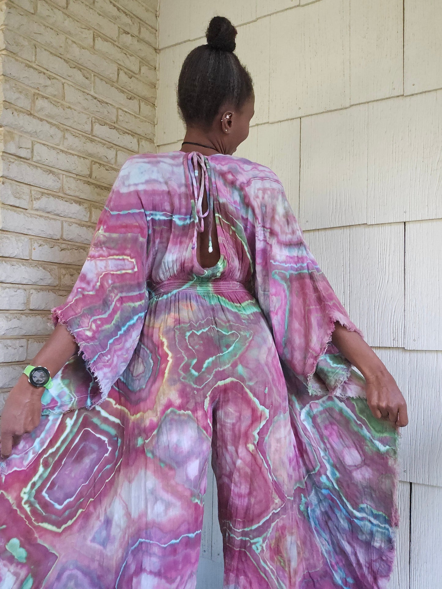 Small Cotton Gauze Winged Kaftan with hidden thigh high side slits (Can fit up to a Large)