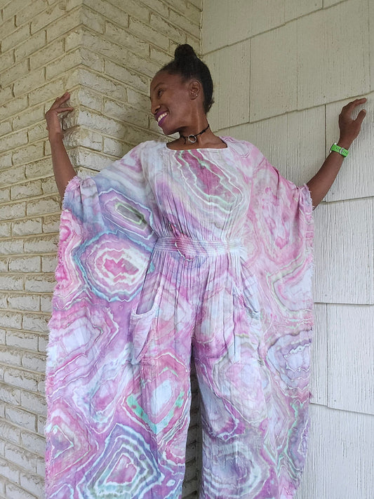 Small Cotton Gauze Winged Kaftan with hidden thigh high side slits (Can fit up to a Large)