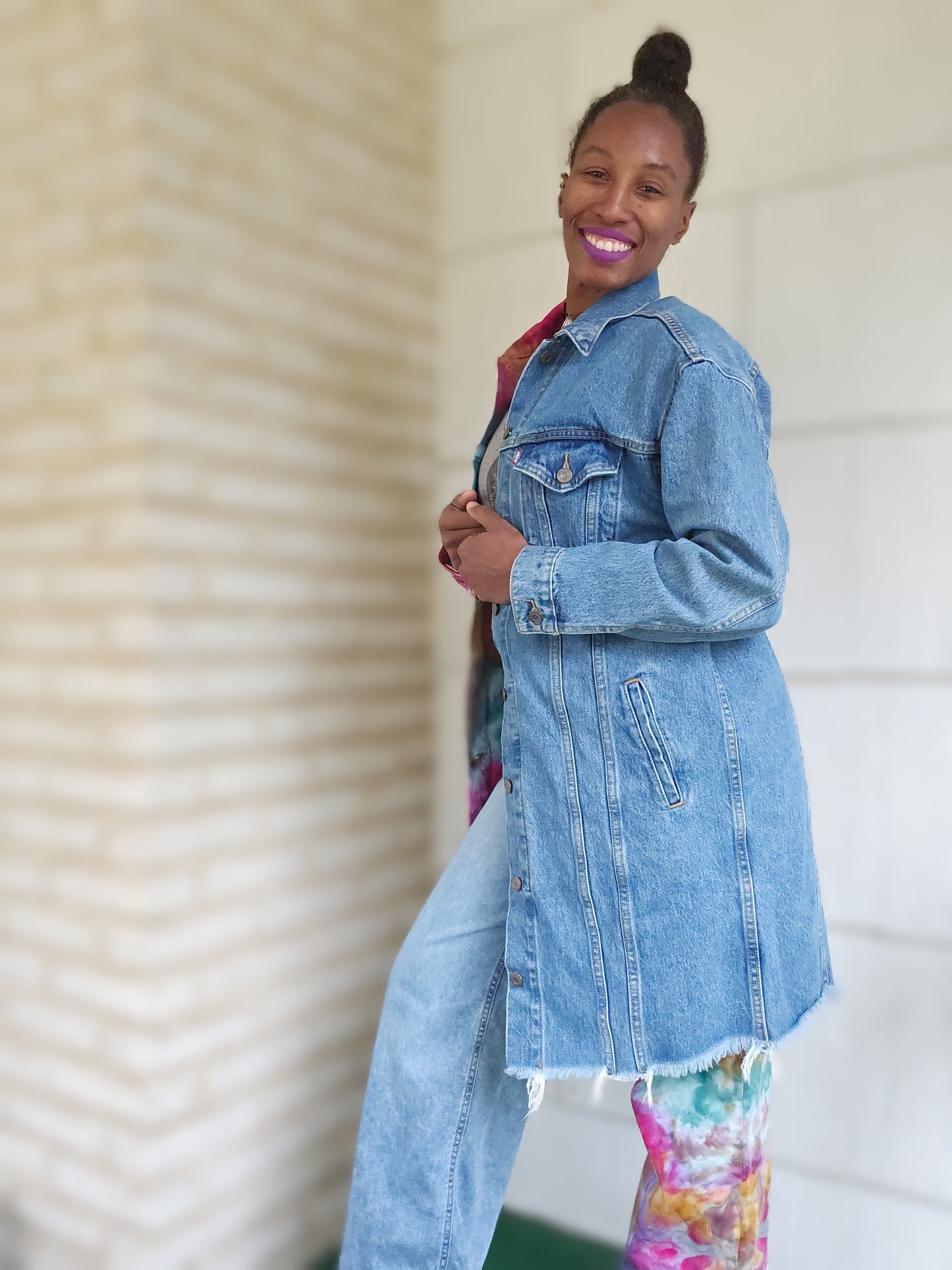 Small Long Split Personality Chakra Edition Jean Jacket