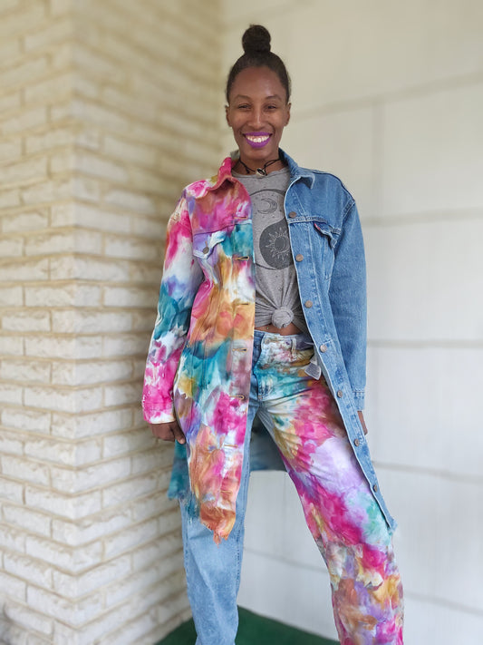 Small Long Split Personality Chakra Edition Jean Jacket