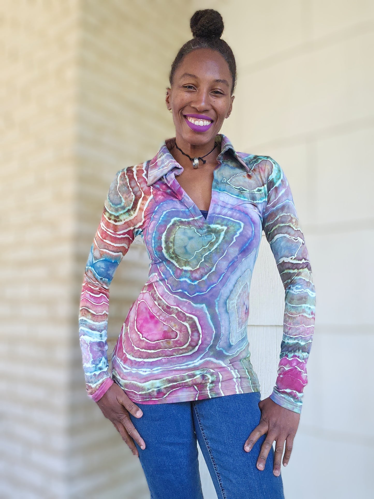 Small Long Sleeve Deep V-Neck Collar Shirt