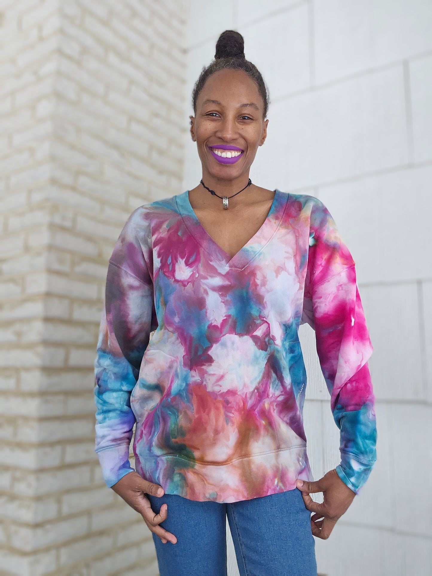 X-SMALL Women's Long Sleeve V-Neck French Terry Pullover (PLEASE READ DESCRIPTION)