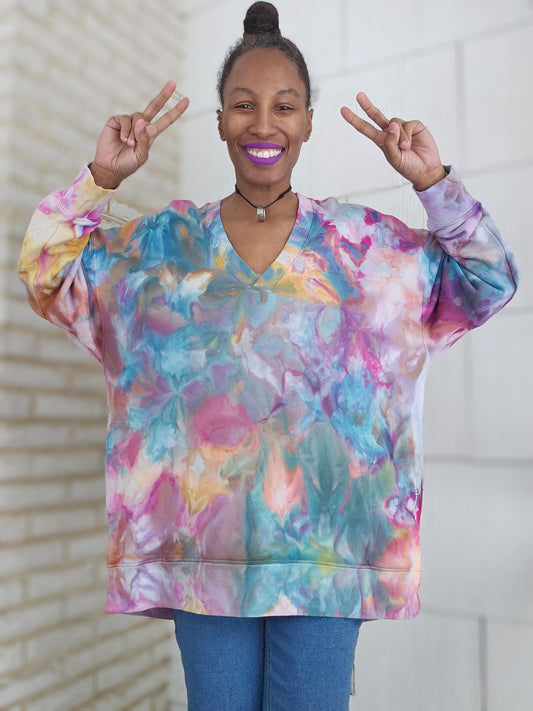 2XL Women's Long Sleeve V-Neck French Terry Pullover (PLEASE READ DESCRIPTION)