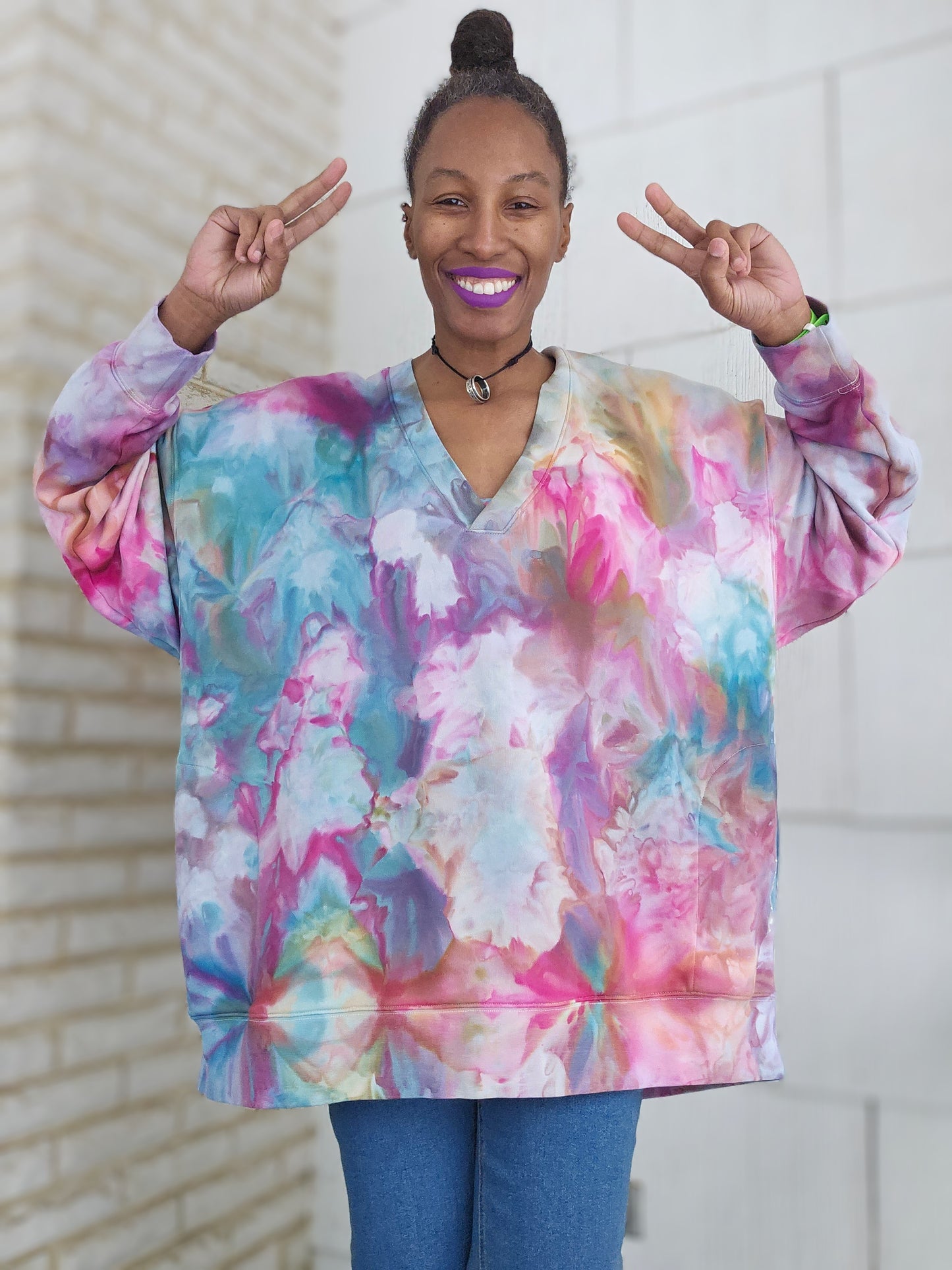 2X (Not 2XL!) Women's Long Sleeve V-Neck French Terry Pullover (PLEASE READ DESCRIPTION)