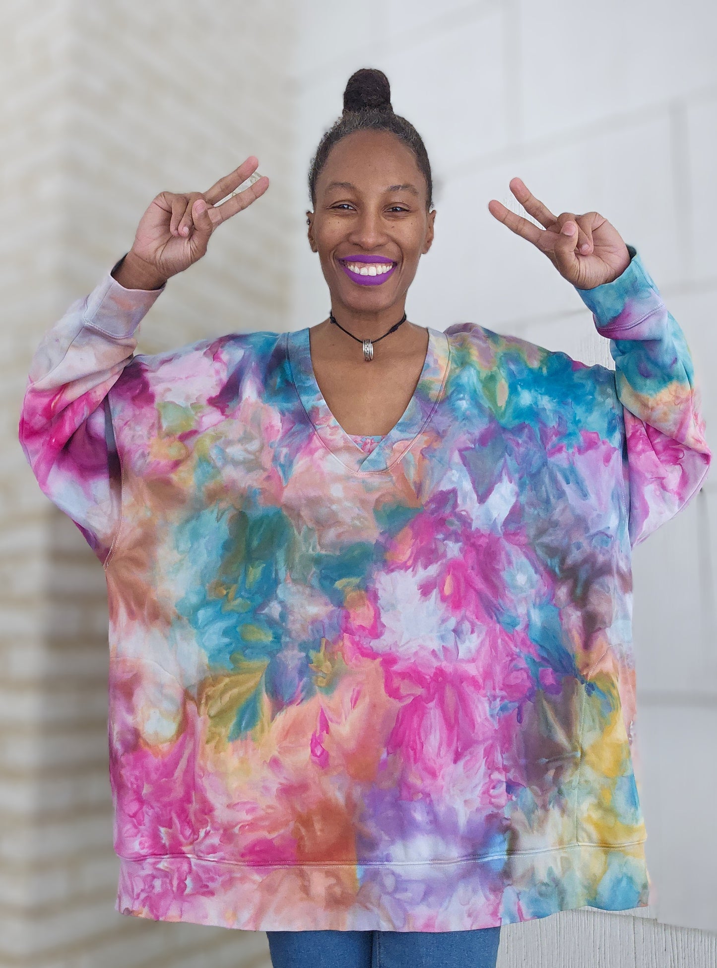 3X Women's Long Sleeve V-Neck French Terry Pullover (PLEASE READ DESCRIPTION)