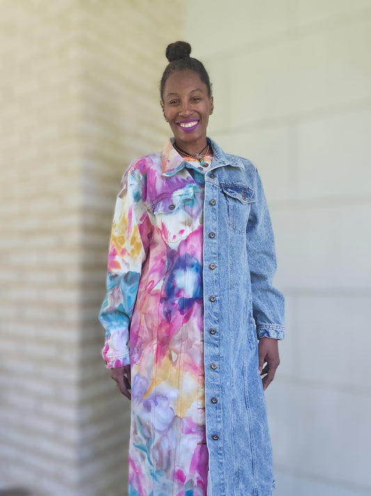 Extra Large Long Split Personality Chakra Edition Jean Jacket
