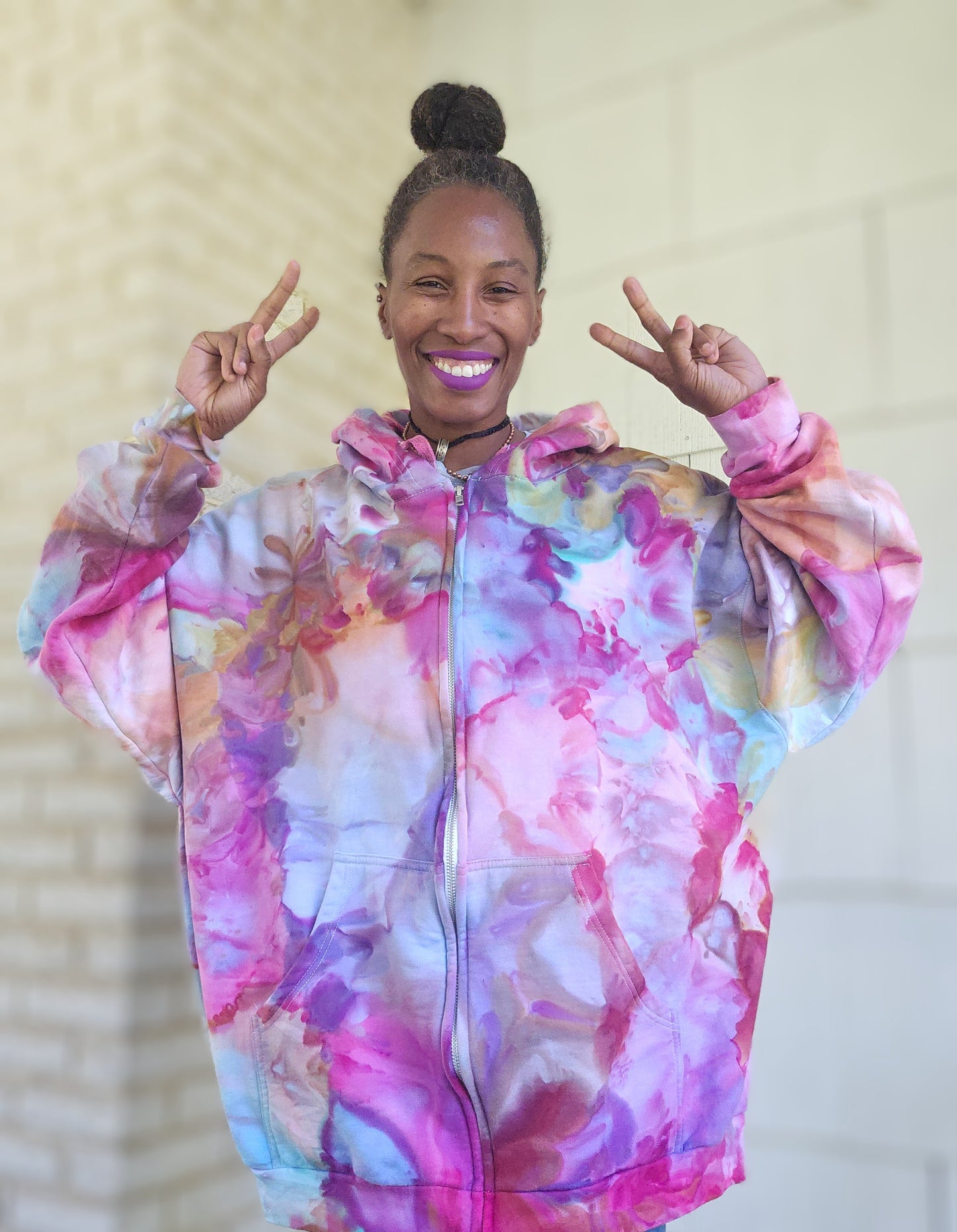 3XL Unisex Zipper Hoodie (discount for bleach stain on back) See Photos and description)