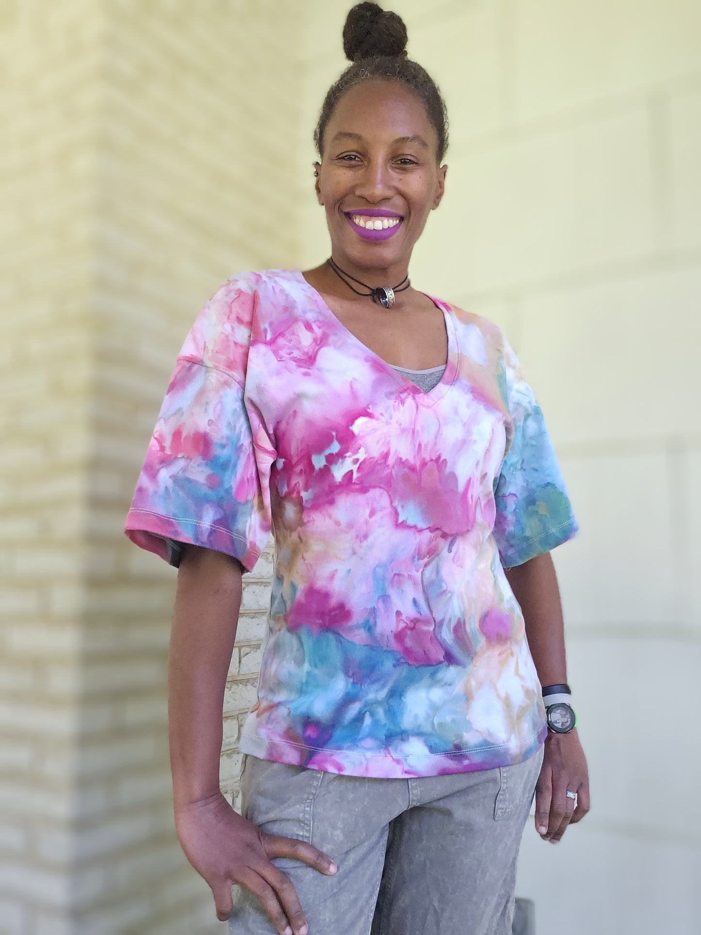 Small Deep V-Neck Bell Sleeve Top(Description below)