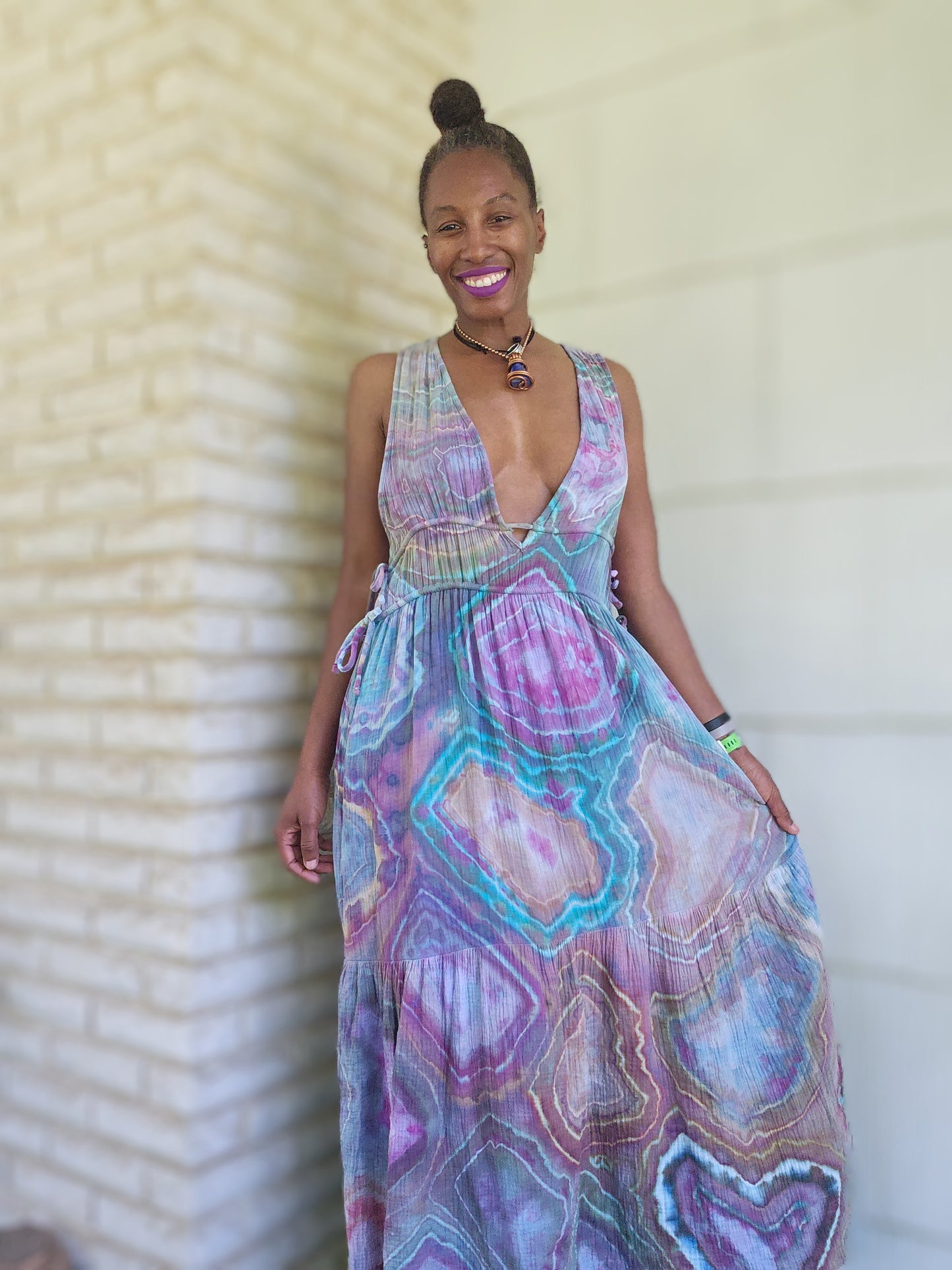 Small Cotton Gauze Plunge Maxi Dress (PLEASE READ DESCRIPTION)