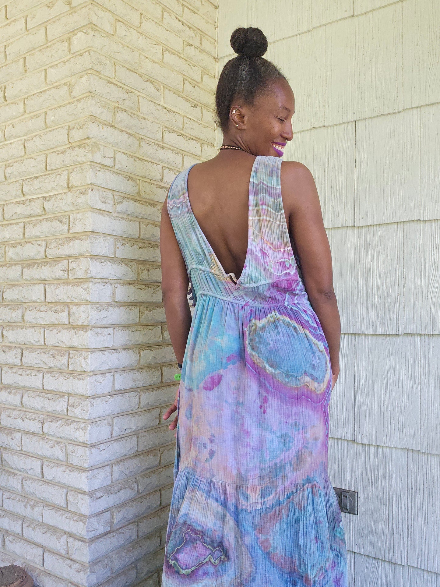Small Cotton Gauze Plunge Maxi Dress (PLEASE READ DESCRIPTION)