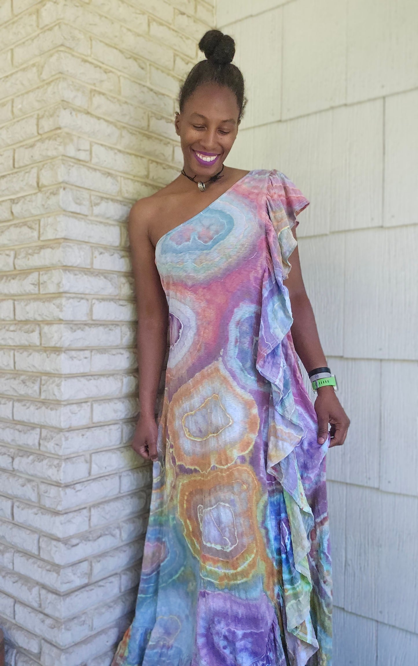 Medium One Shoulder Ruffle Maxi Dress