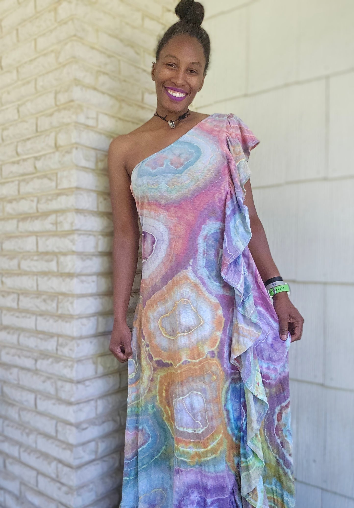 Medium One Shoulder Ruffle Maxi Dress