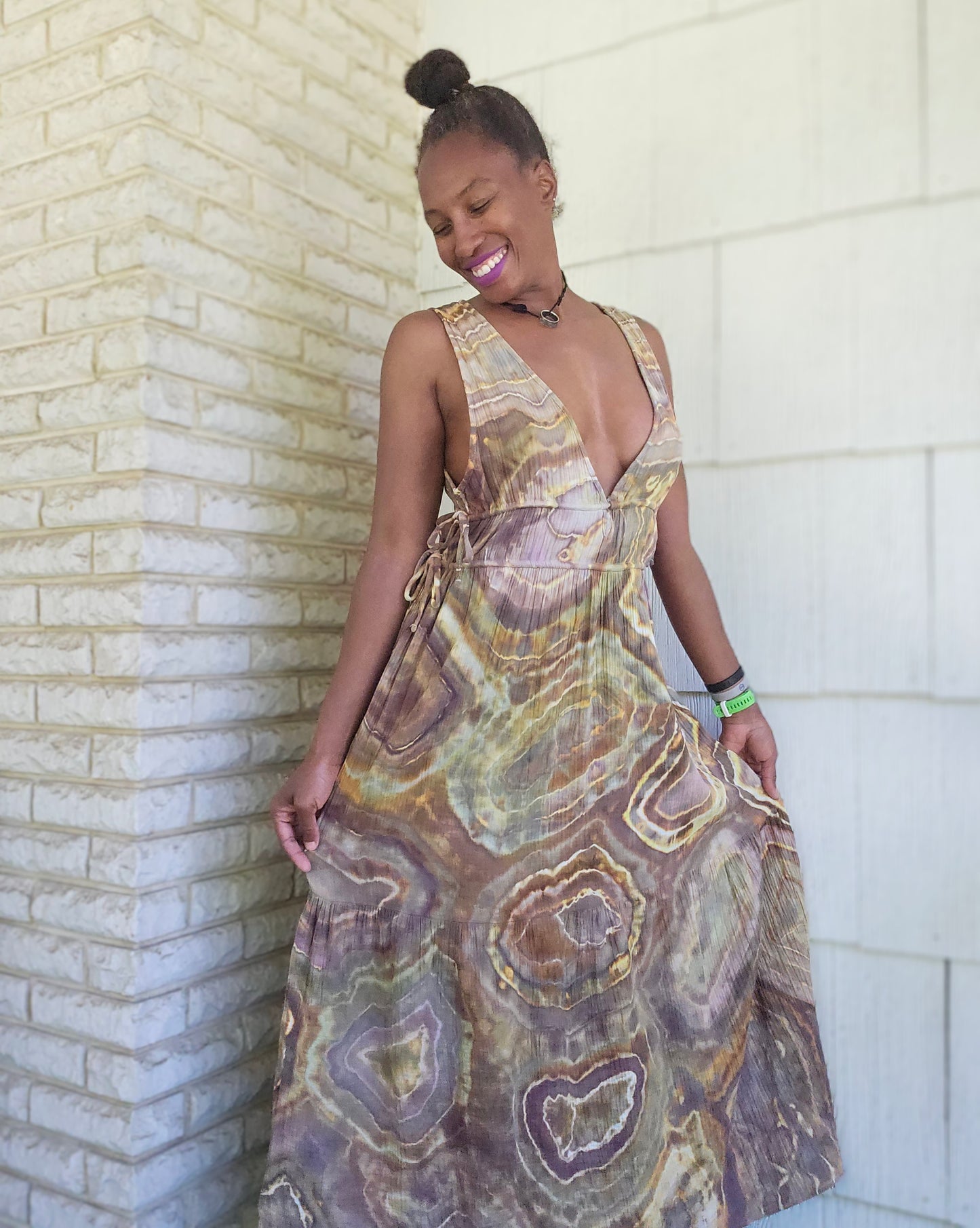 Small Cotton Gauze Plunge Maxi Dress (PLEASE READ DESCRIPTION)