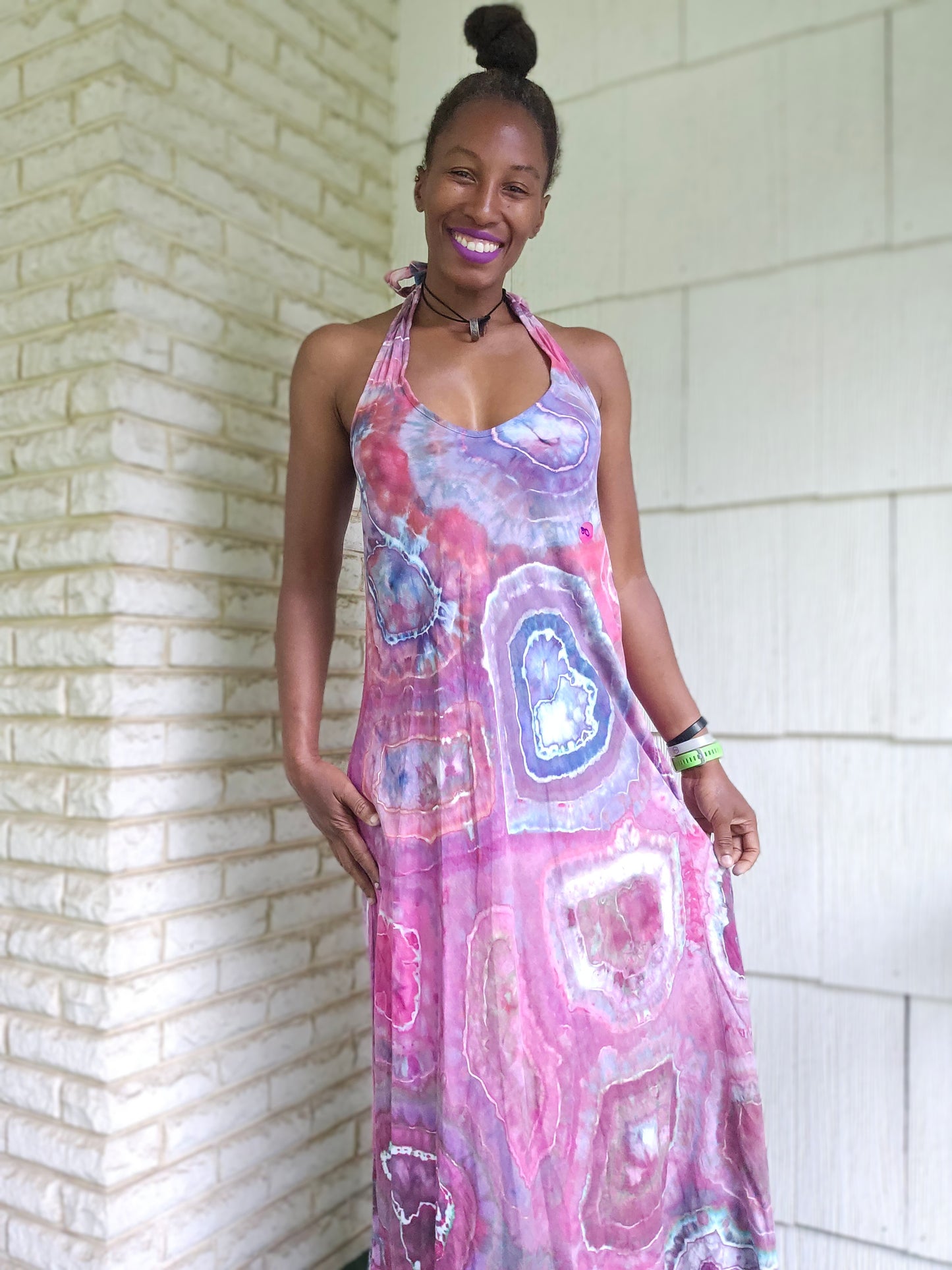 Small Linen Blend Halter Maxi Dress