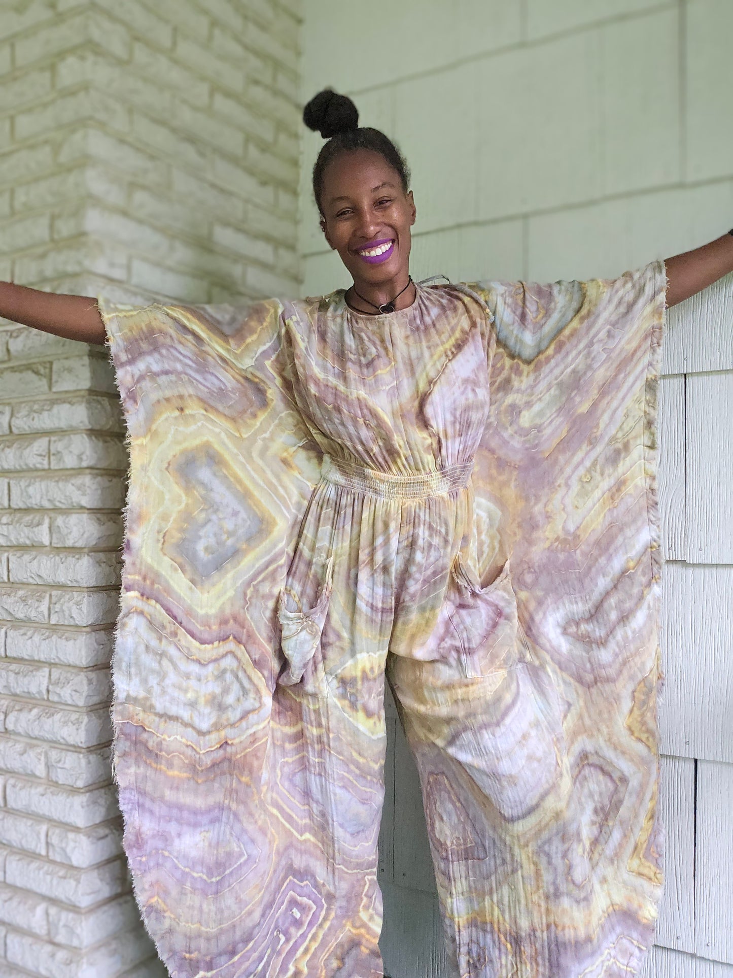Small Cotton Gauze Winged Kaftan with hidden thigh high side slits (PLEASE READ DESCRIPTION)