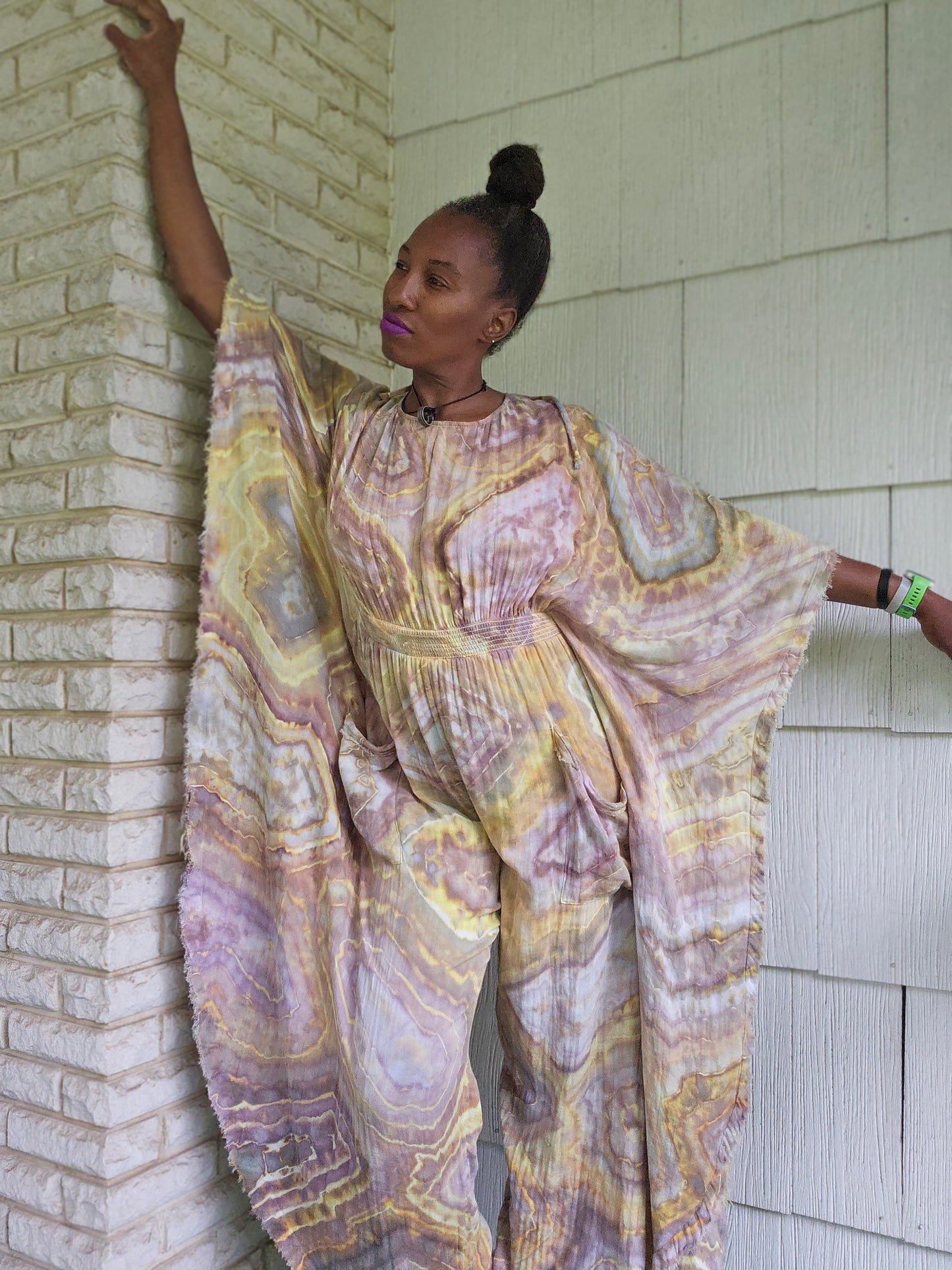 Small Cotton Gauze Winged Kaftan with hidden thigh high side slits (PLEASE READ DESCRIPTION)