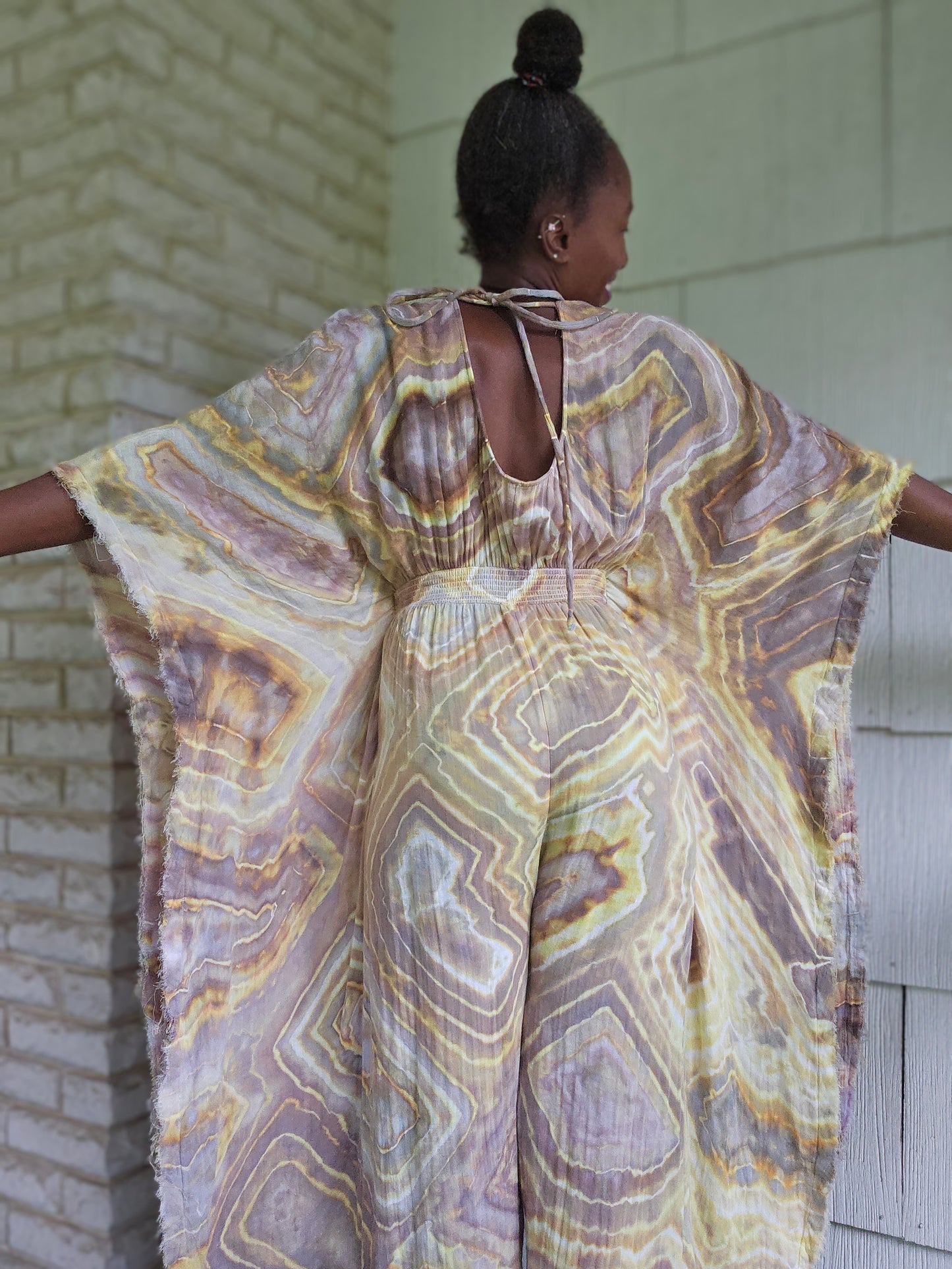 Small Cotton Gauze Winged Kaftan with hidden thigh high side slits (PLEASE READ DESCRIPTION)