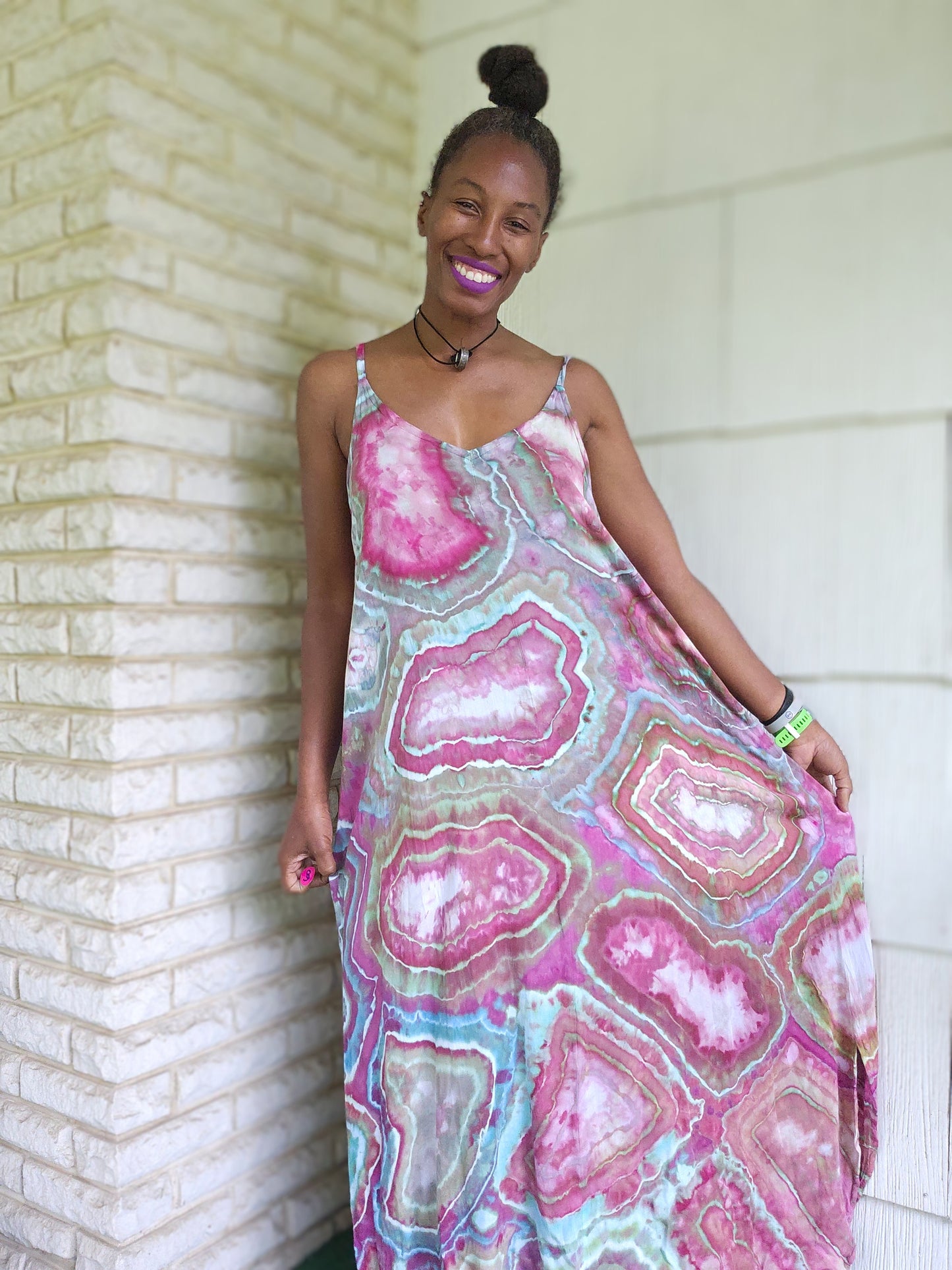 Large Rayon Maxi Dress(Measurements in photo description)