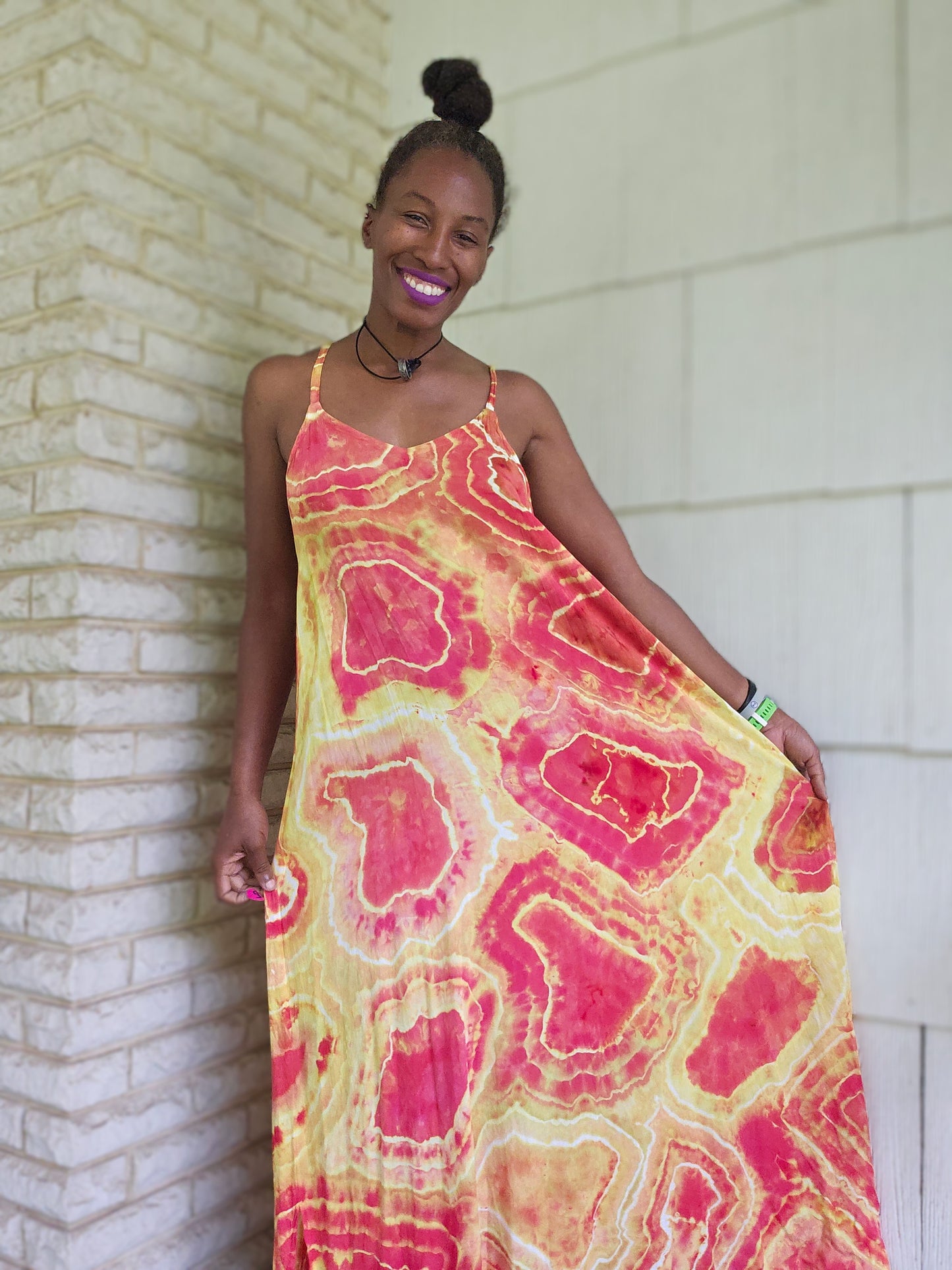 Large Rayon Maxi Dress (Measurements in photo description)