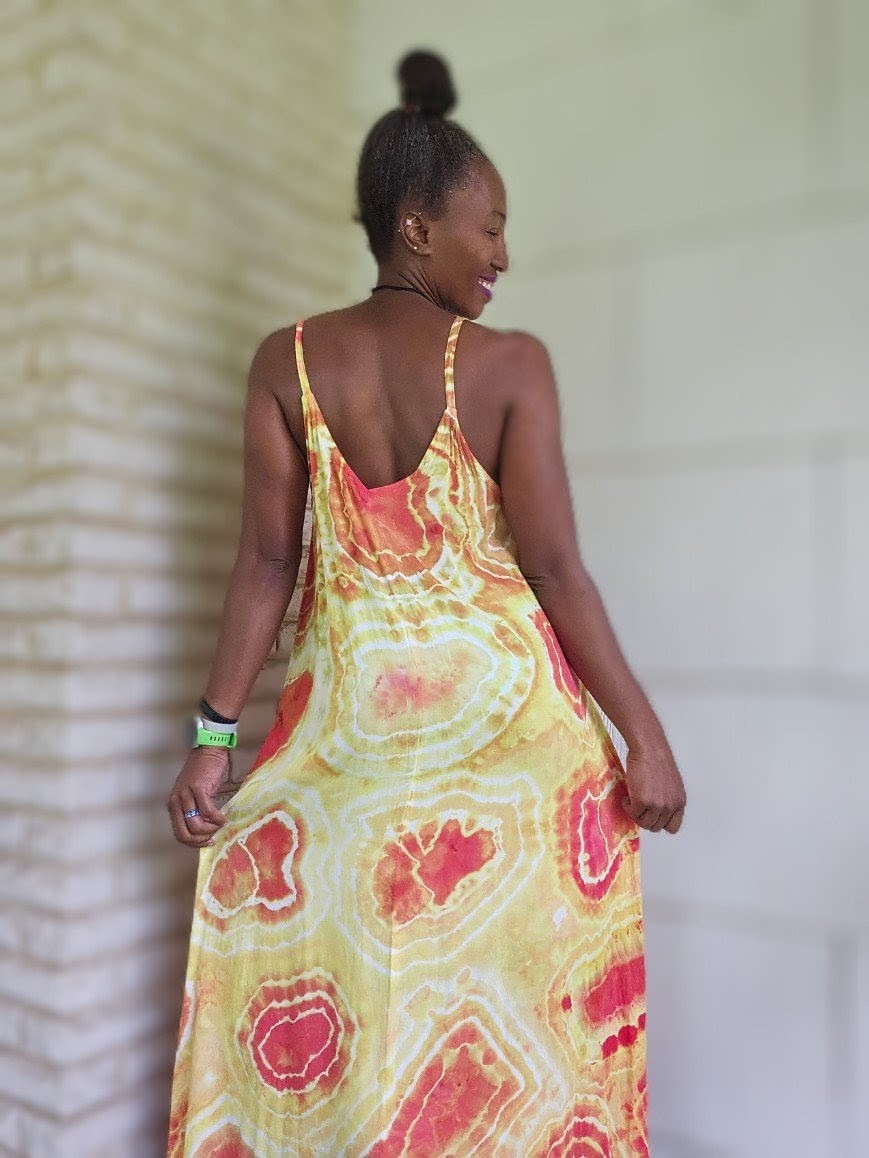 Large Rayon Maxi Dress (Measurements in photo description)