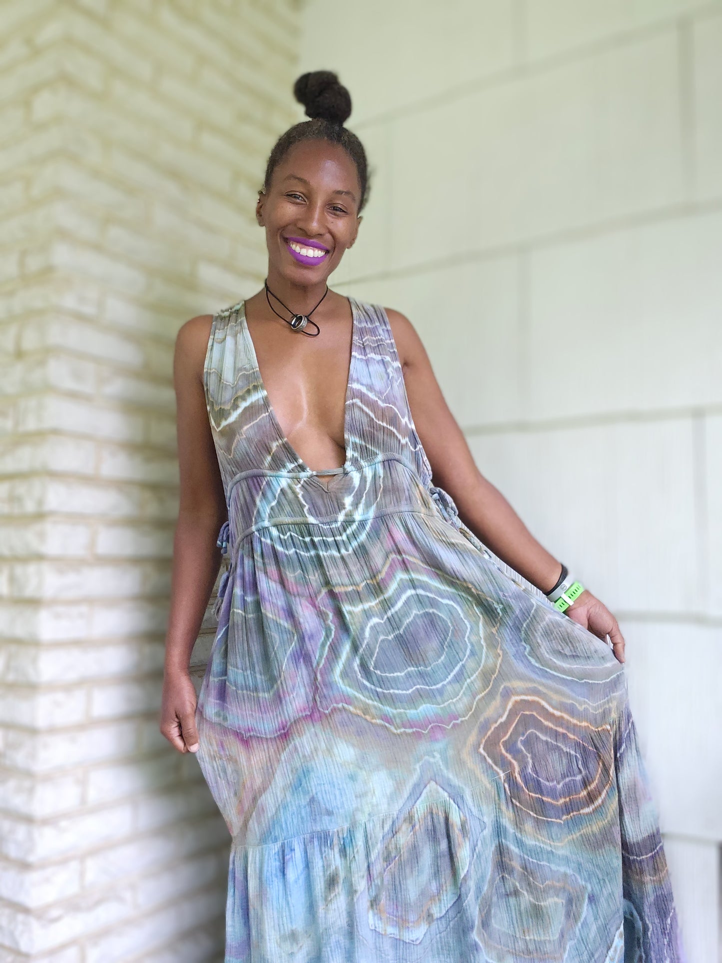 Medium Cotton Gauze Plunge Maxi Dress (PLEASE READ DESCRIPTION)
