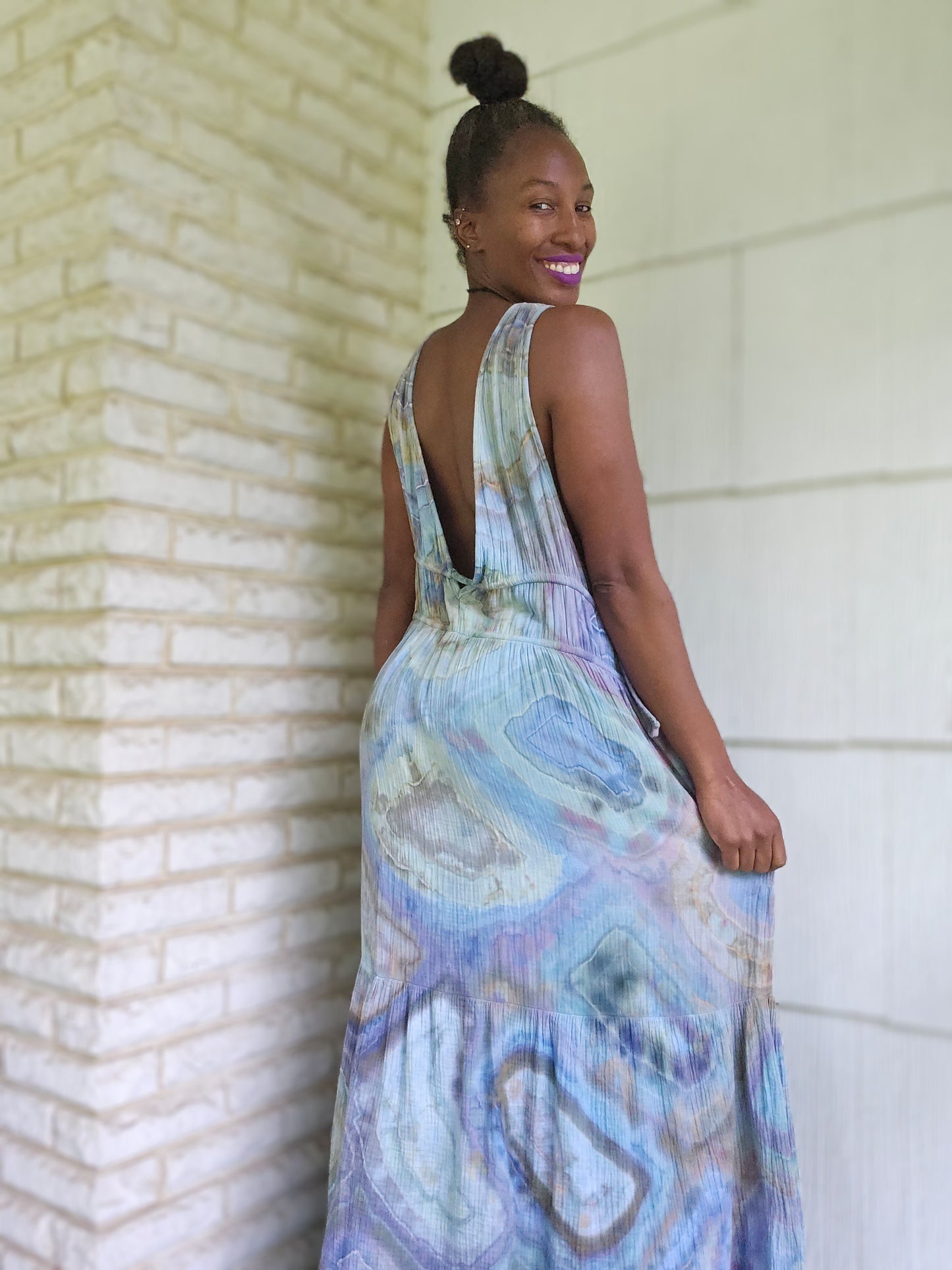 Medium Cotton Gauze Plunge Maxi Dress (PLEASE READ DESCRIPTION)