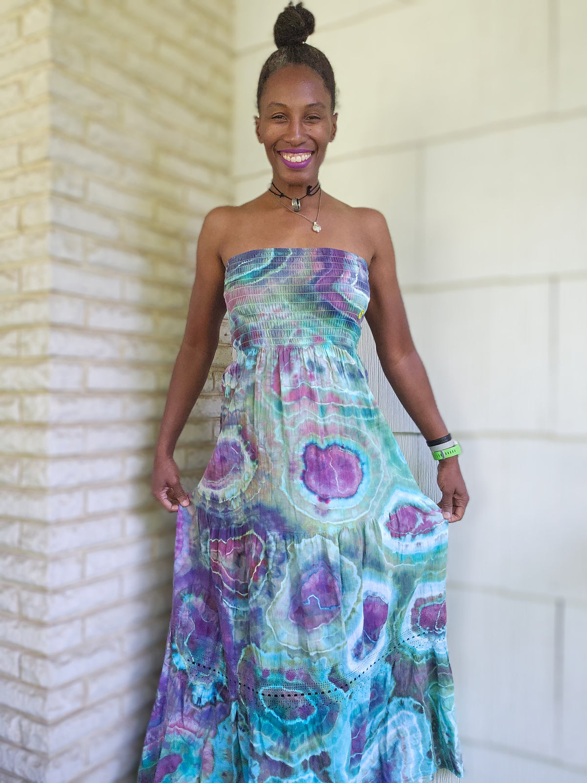 Large Strapless Peruvian Cotton Maxi Dress