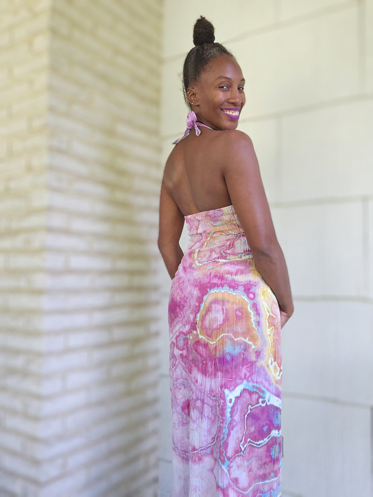 Medium Peruvian Cotton Halter Maxi Dress