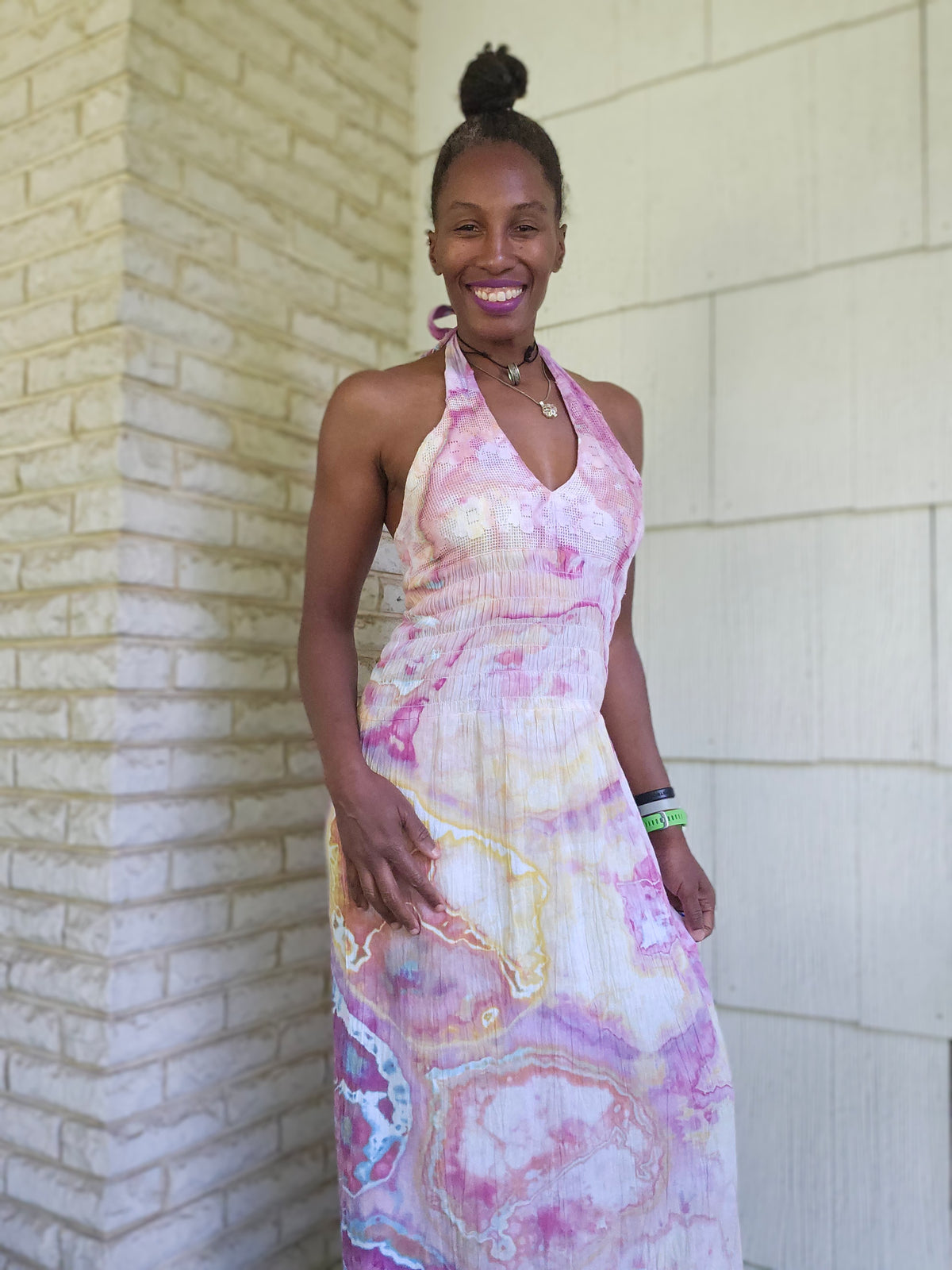 Medium Peruvian Cotton Halter Maxi Dress