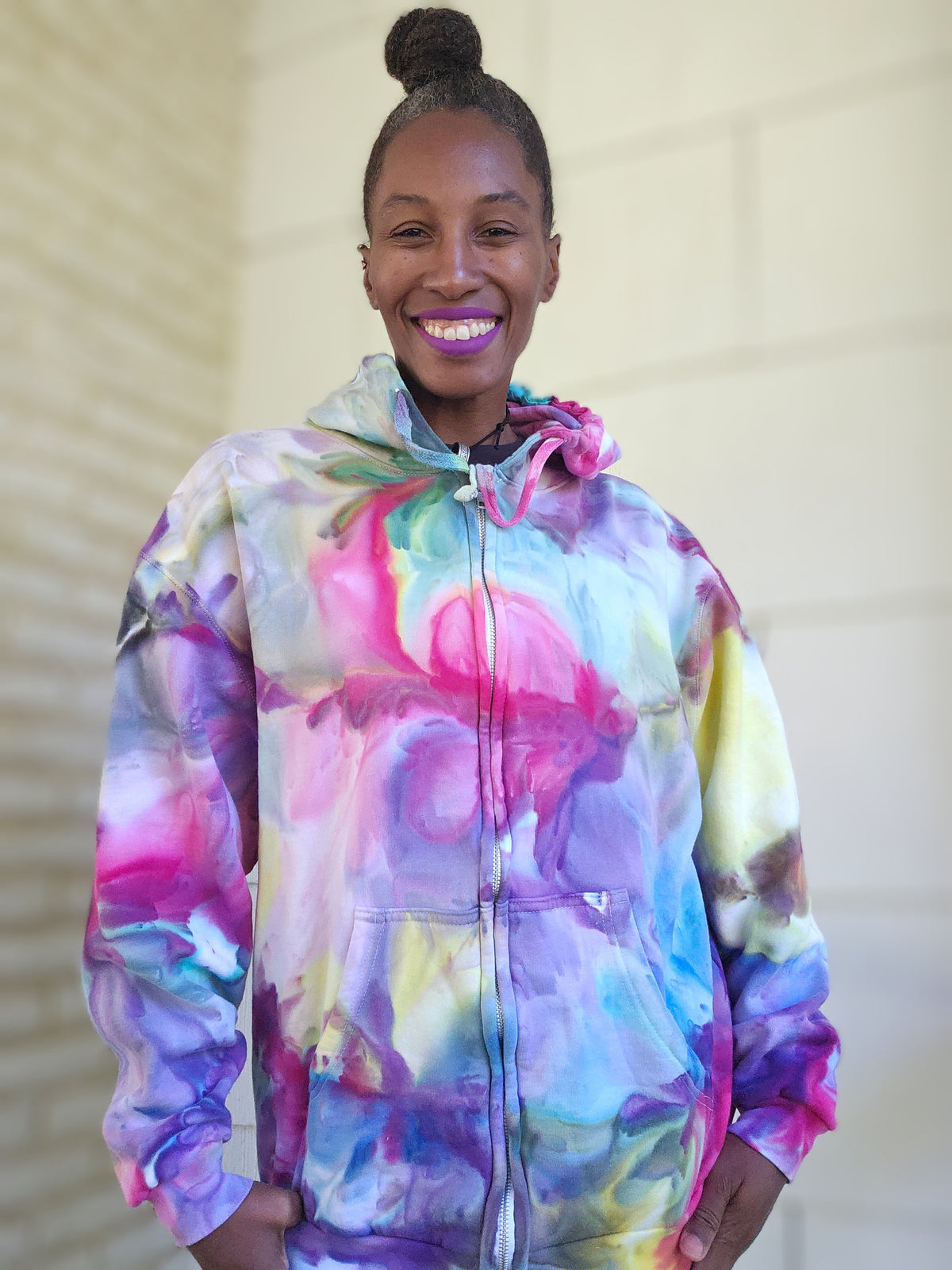 Large Unisex Zipper Hoodie (SEE DESCRIPTION BELOW FOR MEASUREMENTS)