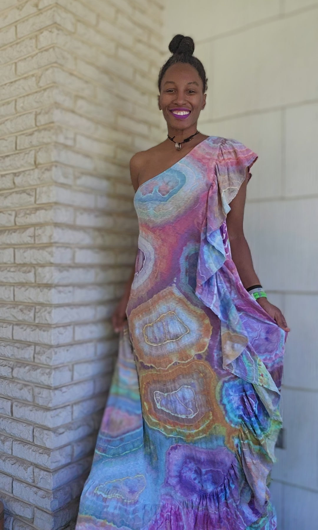 Medium One Shoulder Ruffle Maxi Dress
