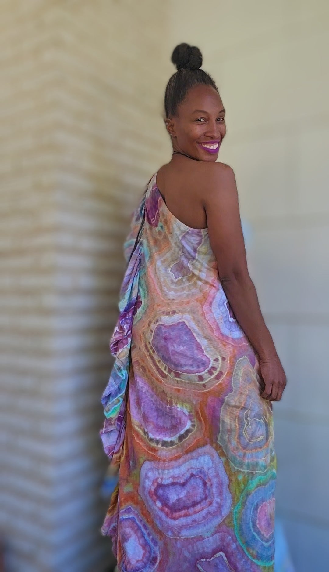 Medium One Shoulder Ruffle Maxi Dress
